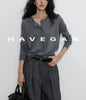 Women's Loose Fit Round Neck Long Sleeve Single Row Multi Buckle Solid Color Cardigan for Fall in Black