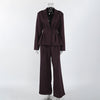 Women's Long Sleeve Solid Color Polyester Blend Suit Pants with Buttons European and American Style for Office Work Autumn in Black Khaki