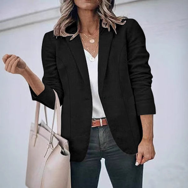 Women's Plus-Size Blazer, Notched Lapels, Single-Button Front and Long Sleeves