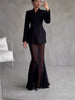 Women's Regular Fit Polyester Color Matching Blazer with Lapel Long Sleeves and Hood for European American Style Fall in