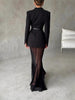 Women's Regular Fit Polyester Color Matching Blazer with Lapel Long Sleeves and Hood for European American Style Fall in
