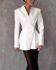Women's Regular Fit Polyester Color Matching Blazer with Lapel Long Sleeves and Hood for European American Style Fall in