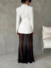 Women's Regular Fit Polyester Color Matching Blazer with Lapel Long Sleeves and Hood for European American Style Fall in