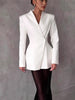 Women's Regular Fit Polyester Color Matching Blazer with Lapel Long Sleeves and Hood for European American Style Fall in