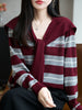 Women's Loose Fit V Neck Long Sleeve Andy Velvet Cardigan Sweater for Autumn Casual Everyday Wear in Contrast Colors