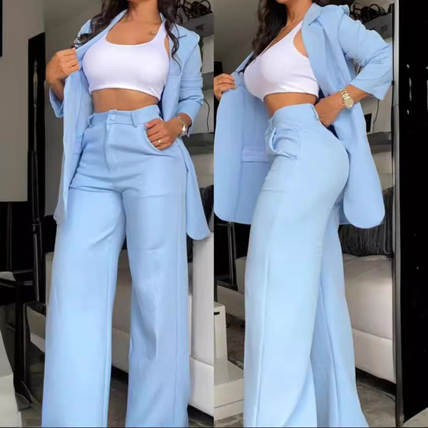 Women's Elegant Polyester Solid Color Nine-Quarter Sleeve Navel Exposed Pants for Autumn in Pink