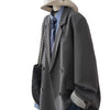 Women's Gray Blazer, Notched Lapels, Long Sleeves and Relaxed Fit