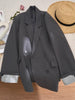 Women's Gray Blazer, Notched Lapels, Long Sleeves and Relaxed Fit