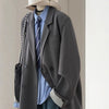 Women's Gray Blazer, Notched Lapels, Long Sleeves and Relaxed Fit