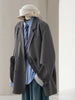Women's Gray Blazer, Notched Lapels, Long Sleeves and Relaxed Fit