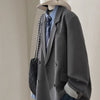 Women's Gray Blazer, Notched Lapels, Long Sleeves and Relaxed Fit