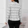Women's Windowpane-Check Blazer, Open Front, Long Sleeves and Shaped Silhouette