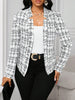 Women's Windowpane-Check Blazer, Open Front, Long Sleeves and Shaped Silhouette