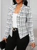 Women's Windowpane-Check Blazer, Open Front, Long Sleeves and Shaped Silhouette