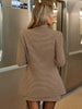 Women's Long Sleeve Polyester Houndstooth Textured Blazer and Bodycon Skirt Suit Set for Office Office in Autumn