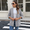 Women's Slim Fit Polyester Houndstooth Blazer with Suit Collar Long Sleeves One Button Closure for Office in Autumn Khaki Black