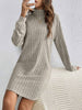 Women's Ribbed Dress, High Neck, Long Sleeves and Relaxed Fit