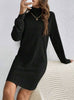 Women's Ribbed Dress, High Neck, Long Sleeves and Relaxed Fit