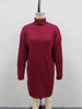 Women's Ribbed Dress, High Neck, Long Sleeves and Relaxed Fit