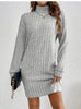 Women's Ribbed Dress, High Neck, Long Sleeves and Relaxed Fit