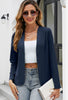 Women's Slim Fit Polyester Solid Color Collarless Long Sleeve Open Front Cardigan for Office in Autumn in Black Red Khaki White