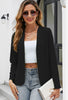 Women's Slim Fit Polyester Solid Color Collarless Long Sleeve Open Front Cardigan for Office in Autumn in Black Red Khaki White