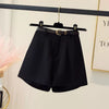 Women's High Waist A-Line Wide Leg Polyester Shorts with Pockets Loose Casual Fresh Style for Summer in White
