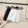 Women's High Waist A-Line Wide Leg Polyester Shorts with Pockets Loose Casual Fresh Style for Summer in White