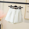 Women's High Waist A-Line Wide Leg Polyester Shorts with Pockets Loose Casual Fresh Style for Summer in White