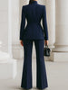 Women's Casual Polyester Solid Color Long Sleeve Pants with Pockets for Spring in White Black Red Brown