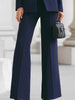 Women's Casual Polyester Solid Color Long Sleeve Pants with Pockets for Spring in White Black Red Brown