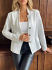 Women's Textured Blazer, Lapel Collar, Button Front and Long Sleeves