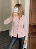Women's Textured Blazer, Lapel Collar, Button Front and Long Sleeves