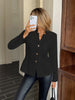 Women's Textured Blazer, Lapel Collar, Button Front and Long Sleeves