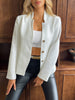 Women's Textured Blazer, Lapel Collar, Button Front and Long Sleeves