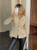 Women's Textured Blazer, Lapel Collar, Button Front and Long Sleeves
