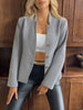 Women's Textured Blazer, Lapel Collar, Button Front and Long Sleeves