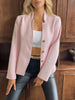 Women's Textured Blazer, Lapel Collar, Button Front and Long Sleeves