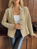 Women's Textured Blazer, Lapel Collar, Button Front and Long Sleeves