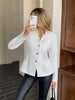Women's Textured Blazer, Lapel Collar, Button Front and Long Sleeves