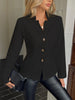 Women's Textured Blazer, Lapel Collar, Button Front and Long Sleeves