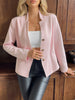 Women's Textured Blazer, Lapel Collar, Button Front and Long Sleeves