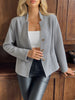 Women's Textured Blazer, Lapel Collar, Button Front and Long Sleeves