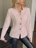 Women's Textured Blazer, Lapel Collar, Button Front and Long Sleeves