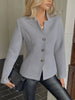 Women's Textured Blazer, Lapel Collar, Button Front and Long Sleeves