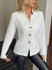 Women's Textured Blazer, Lapel Collar, Button Front and Long Sleeves