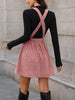 Women's Corduroy Pinafore Dress, Square Neck, Shoulder Straps and Flared Skirt