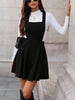 Women's Corduroy Pinafore Dress, Square Neck, Shoulder Straps and Flared Skirt