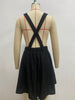 Women's Corduroy Pinafore Dress, Square Neck, Shoulder Straps and Flared Skirt
