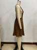 Women's Corduroy Pinafore Dress, Square Neck, Shoulder Straps and Flared Skirt